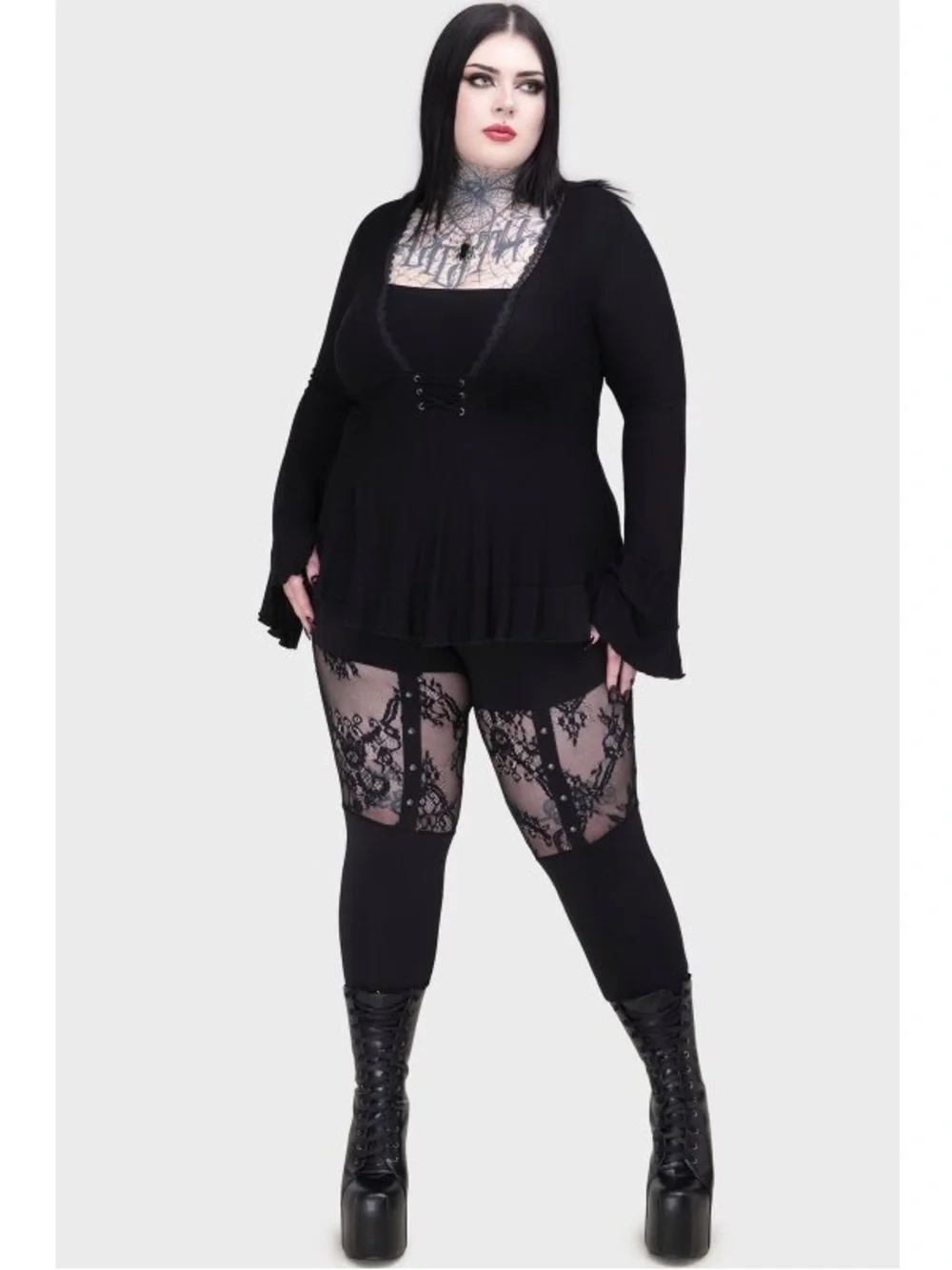 Discontinued* Killstar Lady Fatale Gothic Metal Leggings sz L BNWT - Picture 3 of 5